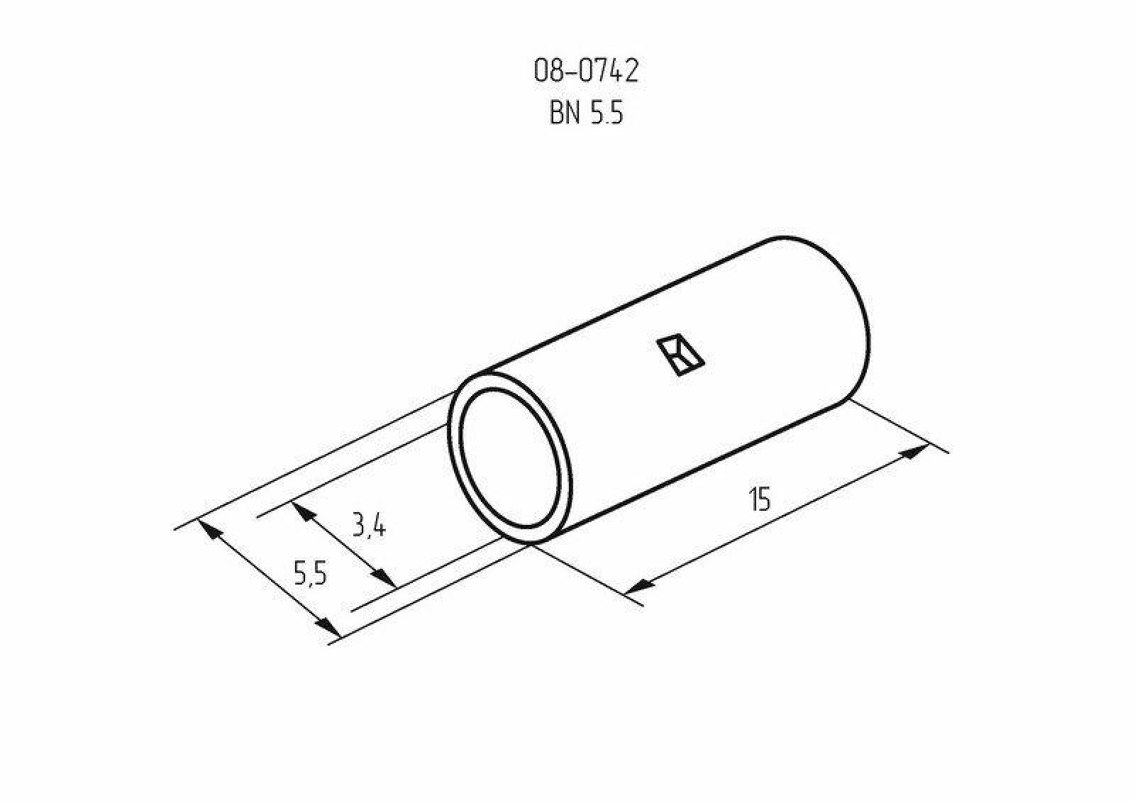 Изображение товара Изделия для электромонтажа Rexant Гильза соединительная (СГ L-15мм) 4-6кв.мм (BN5.5) REXANT