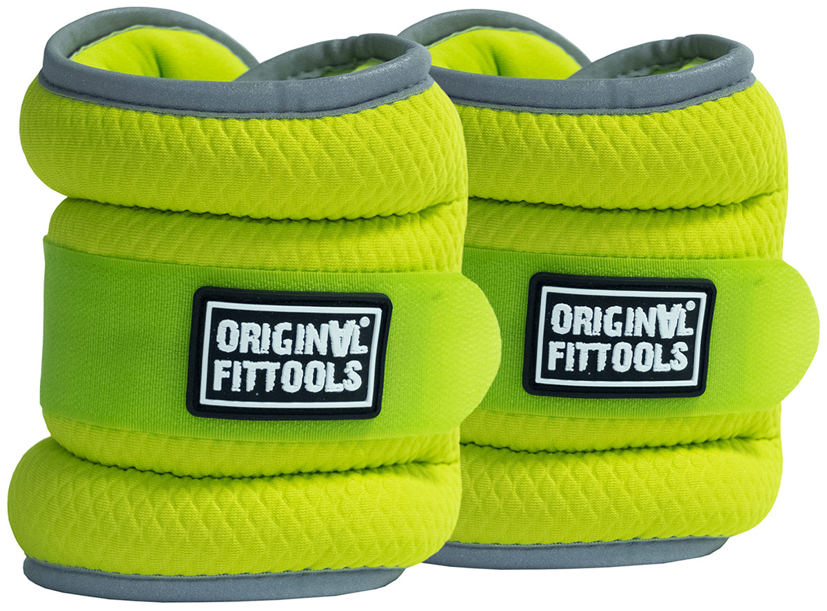 Комплект утяжелителей Original FitTools весом 2 кг пара, ярко-зеленые, FT-AW02-AG цена и фото