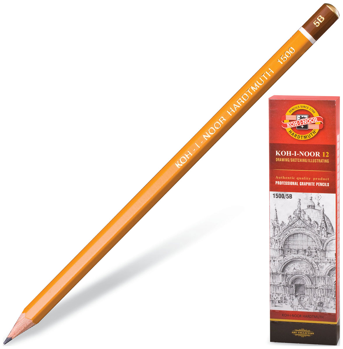 Изображение товара Карандаш чернографитный 5B Koh-I-Noor 1500, комплект 12 штук (880475)
