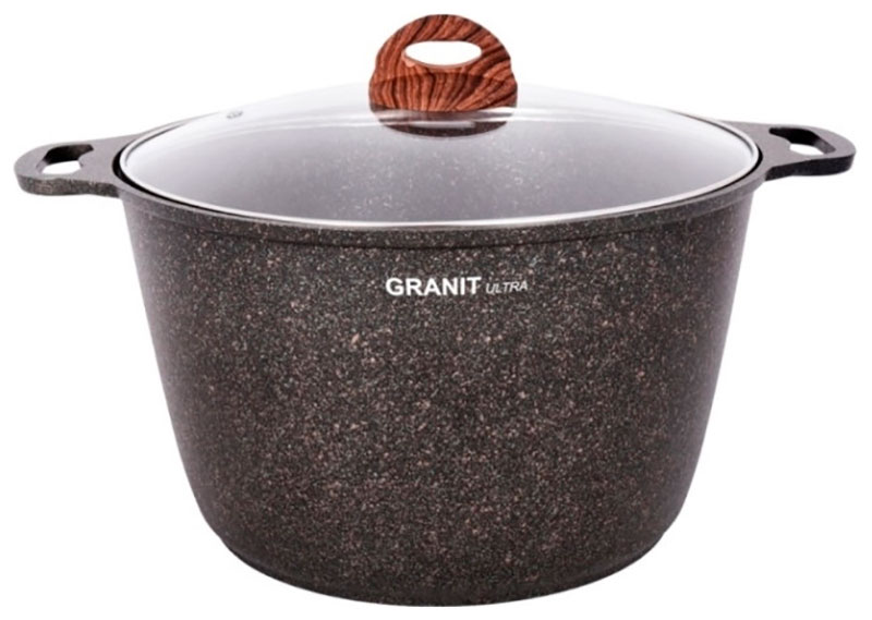 Изображение товара Кастрюля Kukmara Granit Ultra 10 л с стеклянной крышкой литой алюминий
