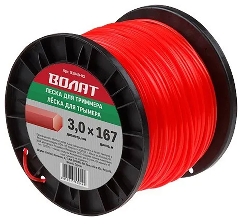 Изображение товара Леска Волат ф 3.0 мм х 167 м, шестигранное сечение (53040-03)