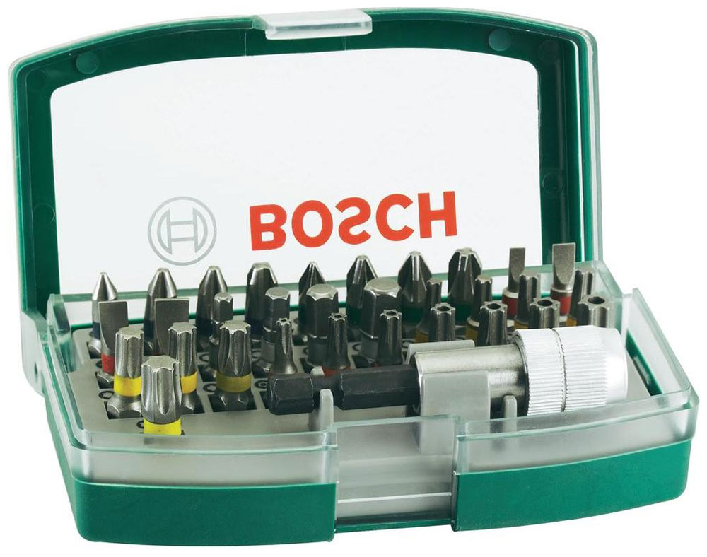 Набор бит Bosch Promoline с цветовой кодировкой, 32 шт. 2607017063 биты kraftool impact pro philips тип хвостовика e 1 4″ ph2 50мм 10шт в пластиковом боксе