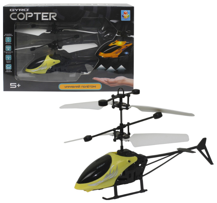 Вертолет 1 Toy Gyro-Copter, вертолёт на сенсорном управлении, со светом, коробка Т15183 вертолет 1 toy т17360 черный