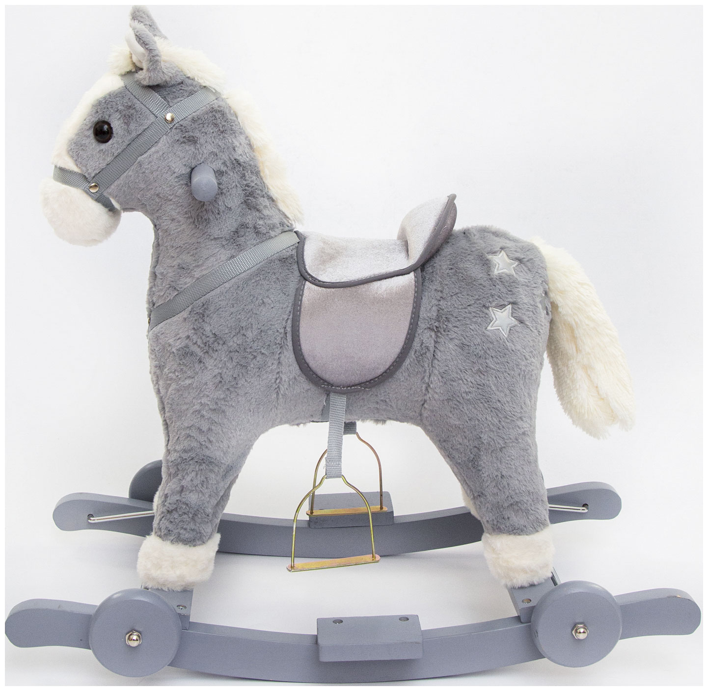 Лошадка каталка-качалка Amarobaby (Prime), с колесами, серый, 63x35x60 см AMARO-28P-Se качалки игрушки amarobaby лошадка west