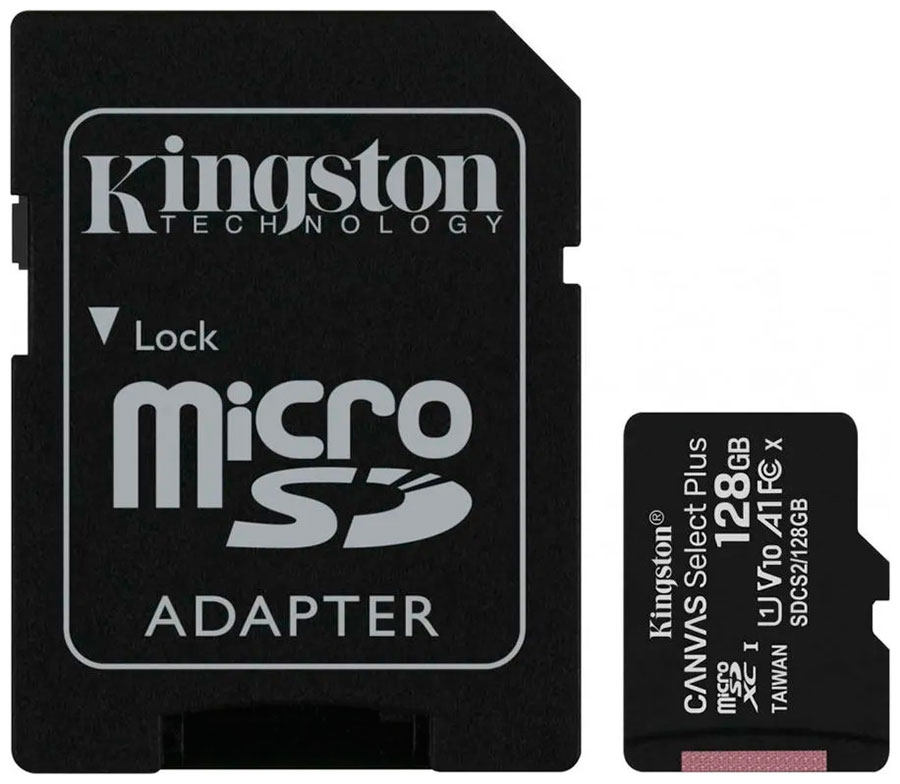 Изображение товара Карта памяти microSD Kingston Canvas Select Plus 128 GB + адаптер (SDCS2/128GB)