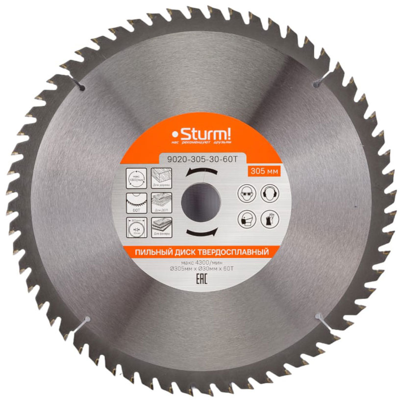 

Диск пильный Sturm! 305x30, 60 зубьев, твердосплавные напайки (9020-305-30-60T)