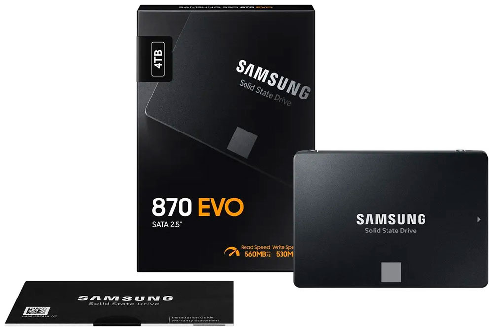 Изображение товара SSD накопитель Samsung 870 EVO 2.5 4000 Гб SATA III TLC (MZ-77E4T0BW)