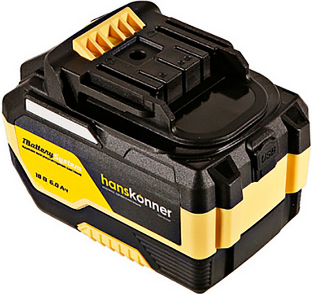 

Аккумулятор Hanskonner HBP2006 (18 В, 1BatterySystem, 6.0 Ач, USB-разъем)