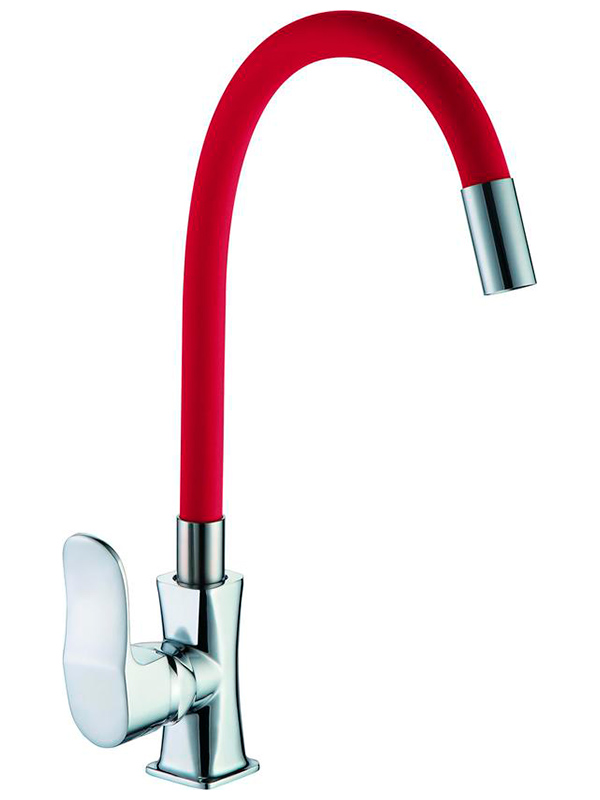 

Смеситель для кухни с гибким изливом D-Lin хром (D155318-4), Xром/красный