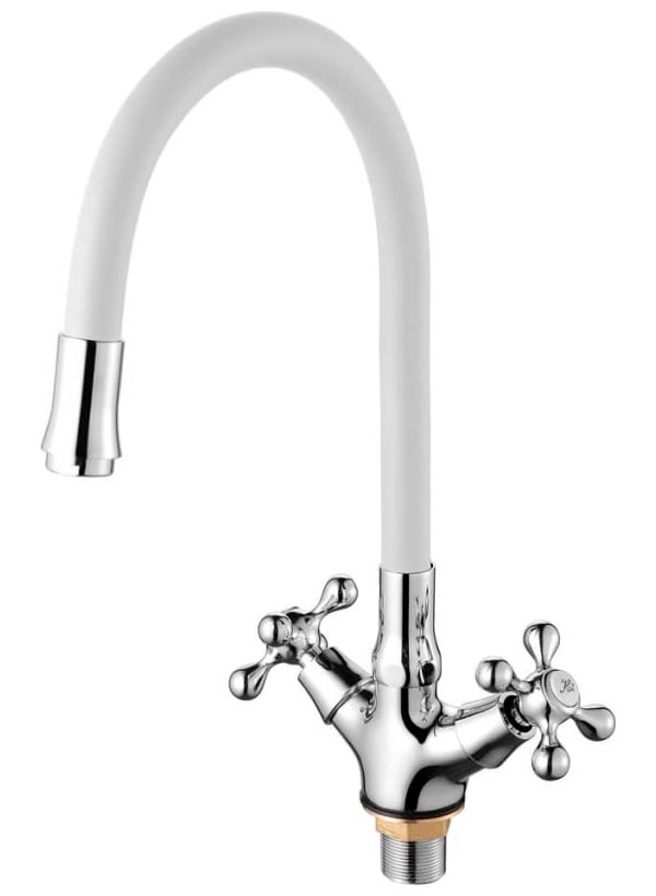 

Смеситель для кухни с гибким изливом D-Lin хром/белый (D153810-3)