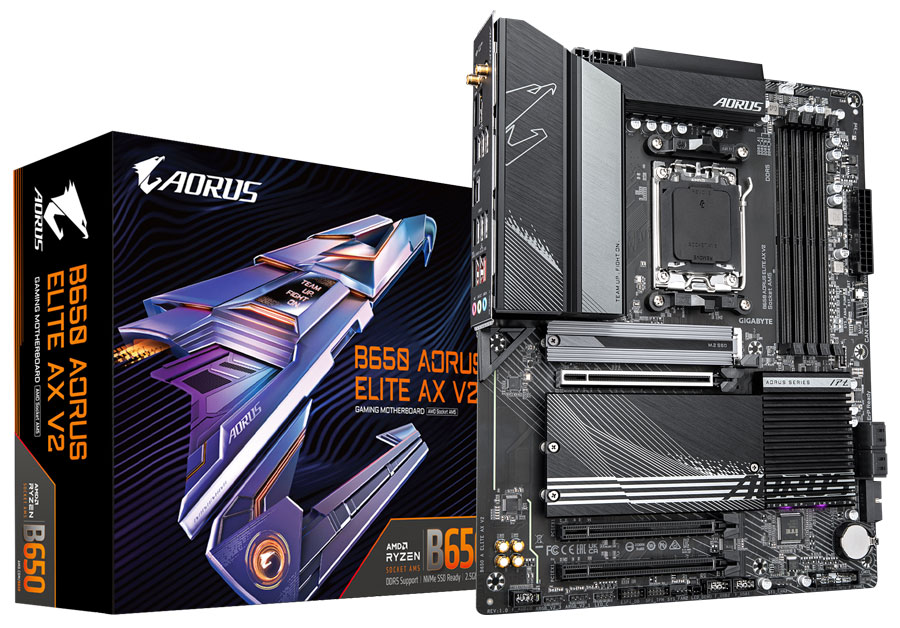 Изображение товара Материнская плата Gigabyte B650 AORUS ELITE AX V2 AM5 ATX для Ryzen DDR5 PCIe 4.0 Wi-Fi 6
