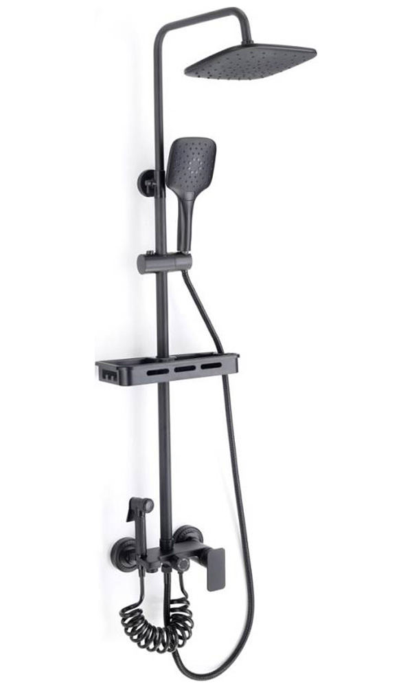 Изображение товара Душевая система D-Lin Душевая система с гигиеническим душем, черный (D10A06)