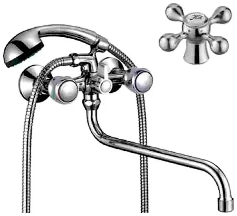 Изображение товара Смеситель для ванны D-Lin хром D146810-6 монтаж на стену с душевым гарнитуром