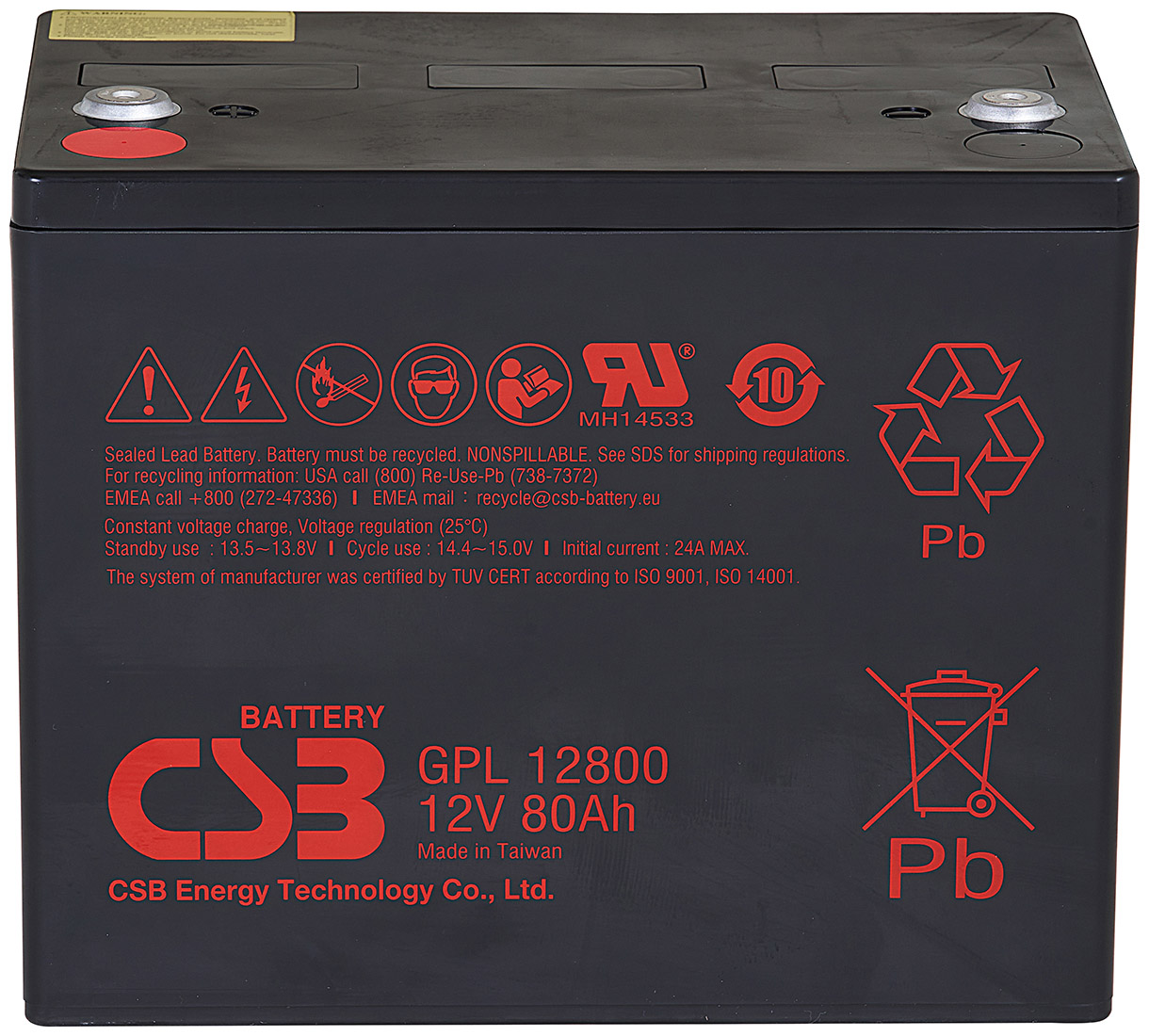 Изображение товара Аккумуляторная батарея для ИБП CSB GPL12800 (12В, 80Ач)