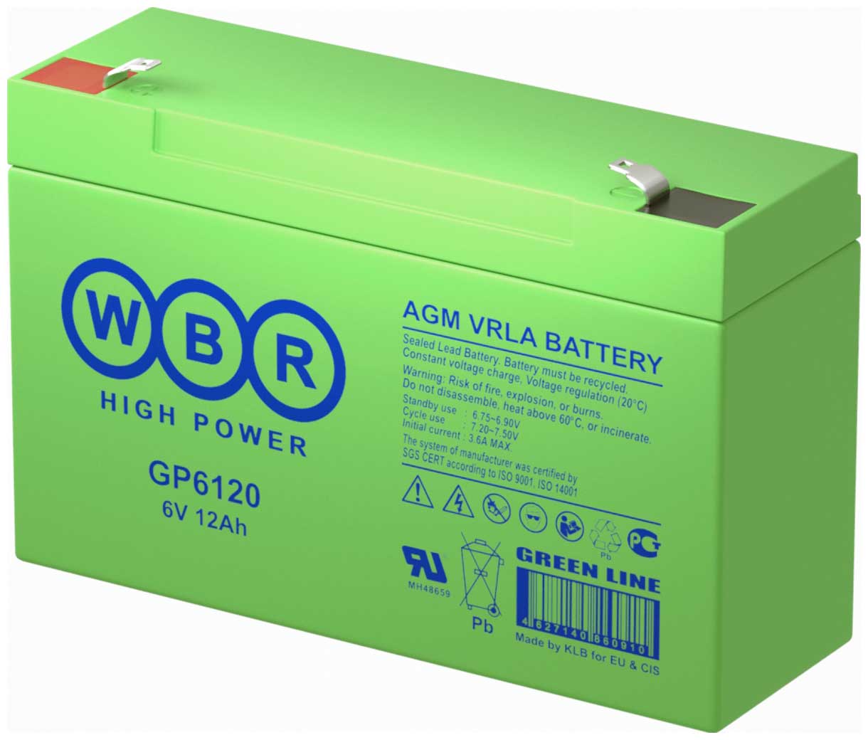 Изображение товара Аккумуляторная батарея для ИБП WBR GP6120( 6В 12Ач)