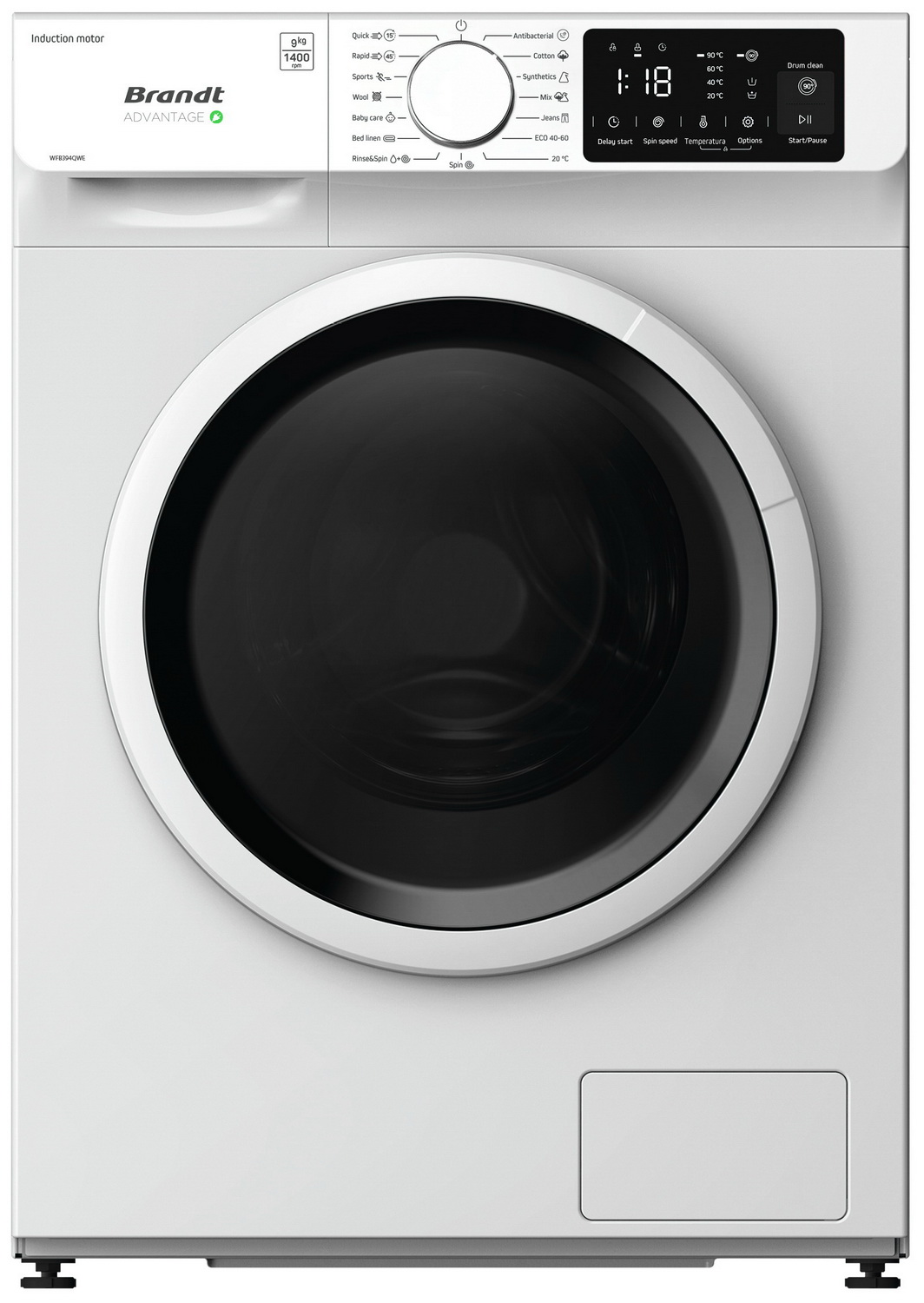 Изображение товара Стиральная машина Brandt WFB394QWE с функцией пара и быстрой стирки