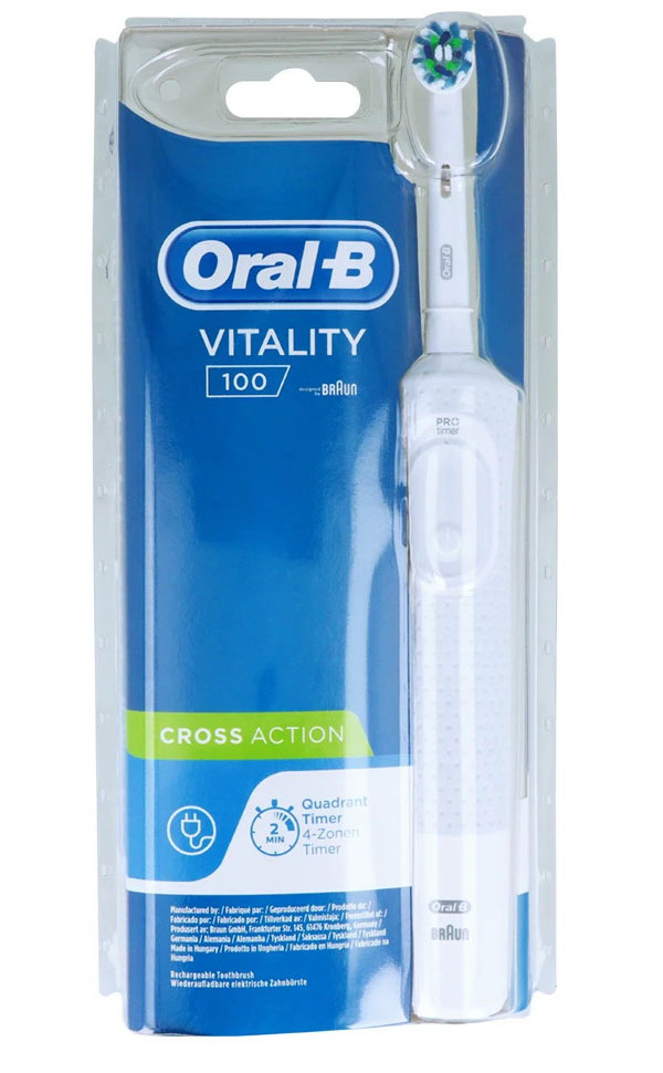 Электрическая зубная щетка Oral-B Oral-B Vitality 100 Cross Action light grey (D100.413.1) Электрическая зубная щетка Oral-B Oral-B Vitality 100 Cross Action light grey (D100.413.1)