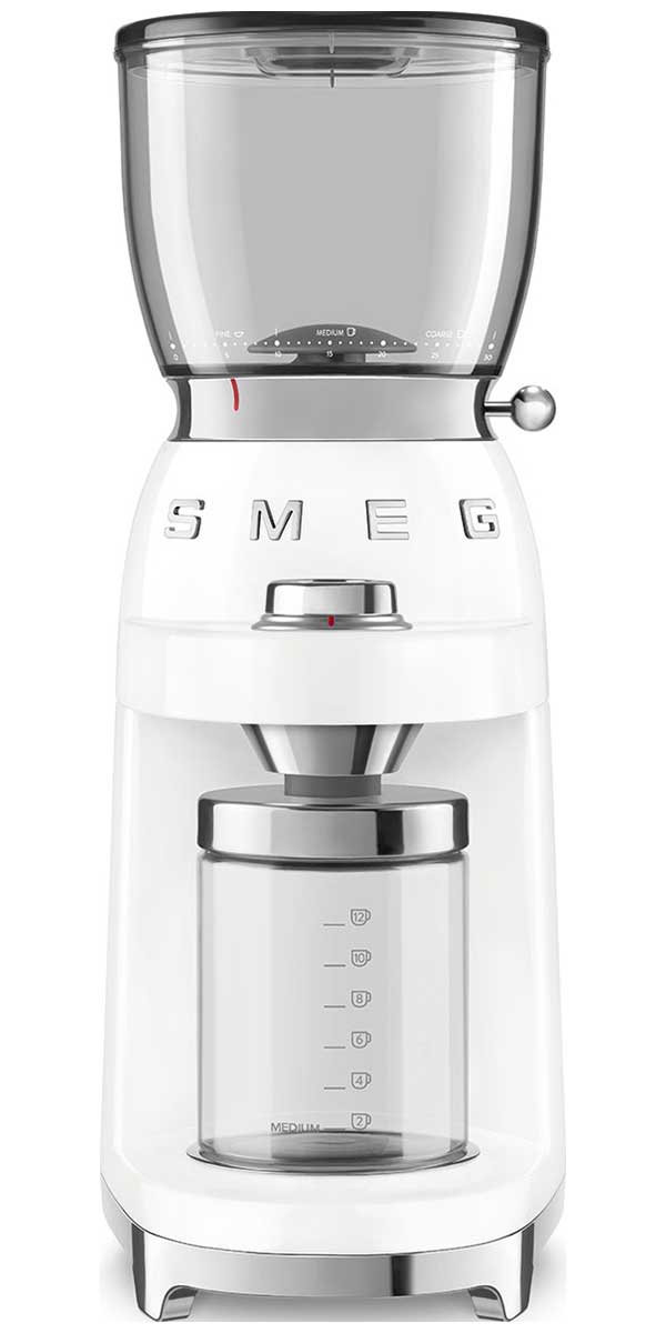 Изображение товара Кофемолка SMEG CGF11WHEU ретро с 30 степенями помола и автоматическим выключением