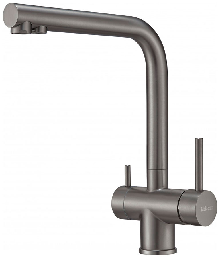 Изображение товара Смеситель для кухни под фильтр с краном для питьевой воды Milacio Ultra (MCU.558.GM), сталь вороненая