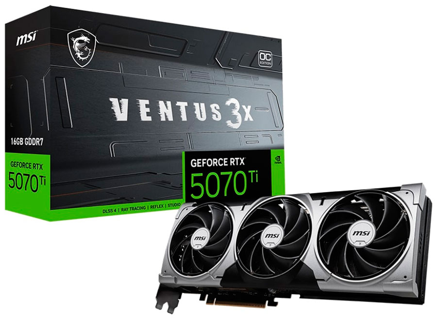 Изображение товара Видеокарта MSI GeForce RTX 5070 Ti 16G VENTUS 3X OC