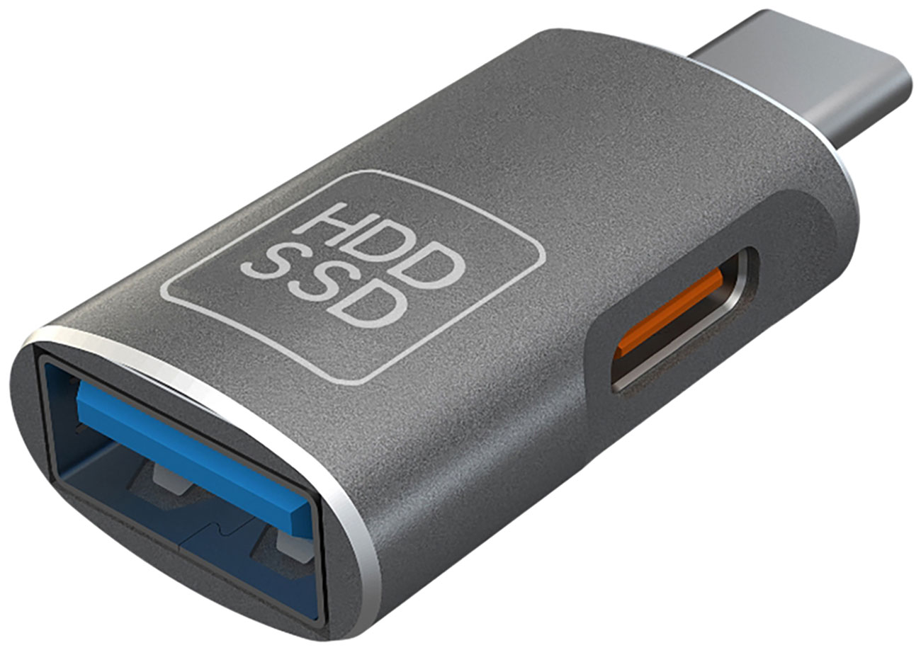 Изображение товара Адаптер Pero AD16 OTG, USB-C TO USB-A 3.0 + USB-C, серый (PRAD16BL)