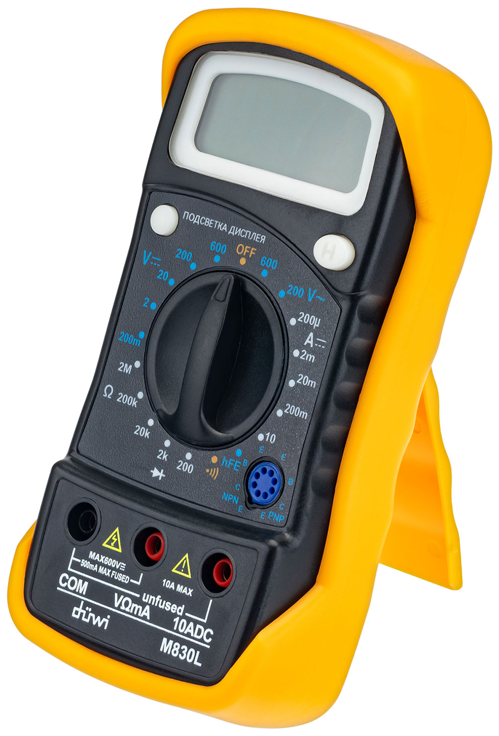 Изображение товара Цифровой мультиметр Duwi M830L PROFI с защитным чехлом и подсветкой дисплея