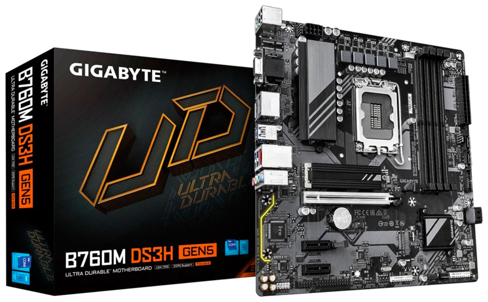 Изображение товара Материнская плата Gigabyte B760M DS3H GEN5 LGA1700 DDR5 MicroATX
