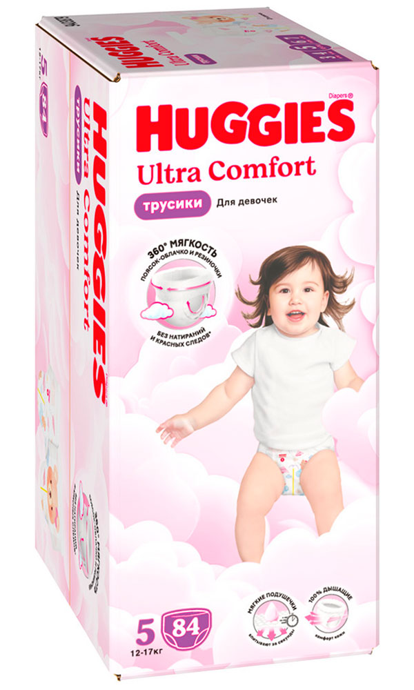 

Трусики-подгузники Huggies Ultra Comfort 5, 12-17 кг, 84 шт, Для девочек