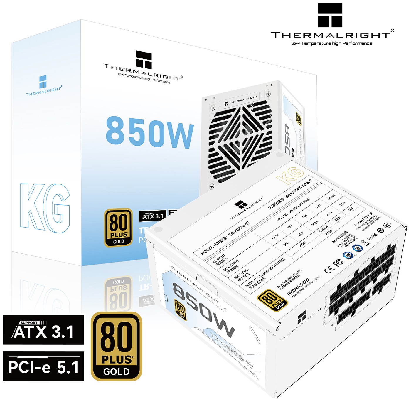 Изображение товара Блок питания Thermalright 850W Gold White TR-KG850W для высокопроизводительных ПК