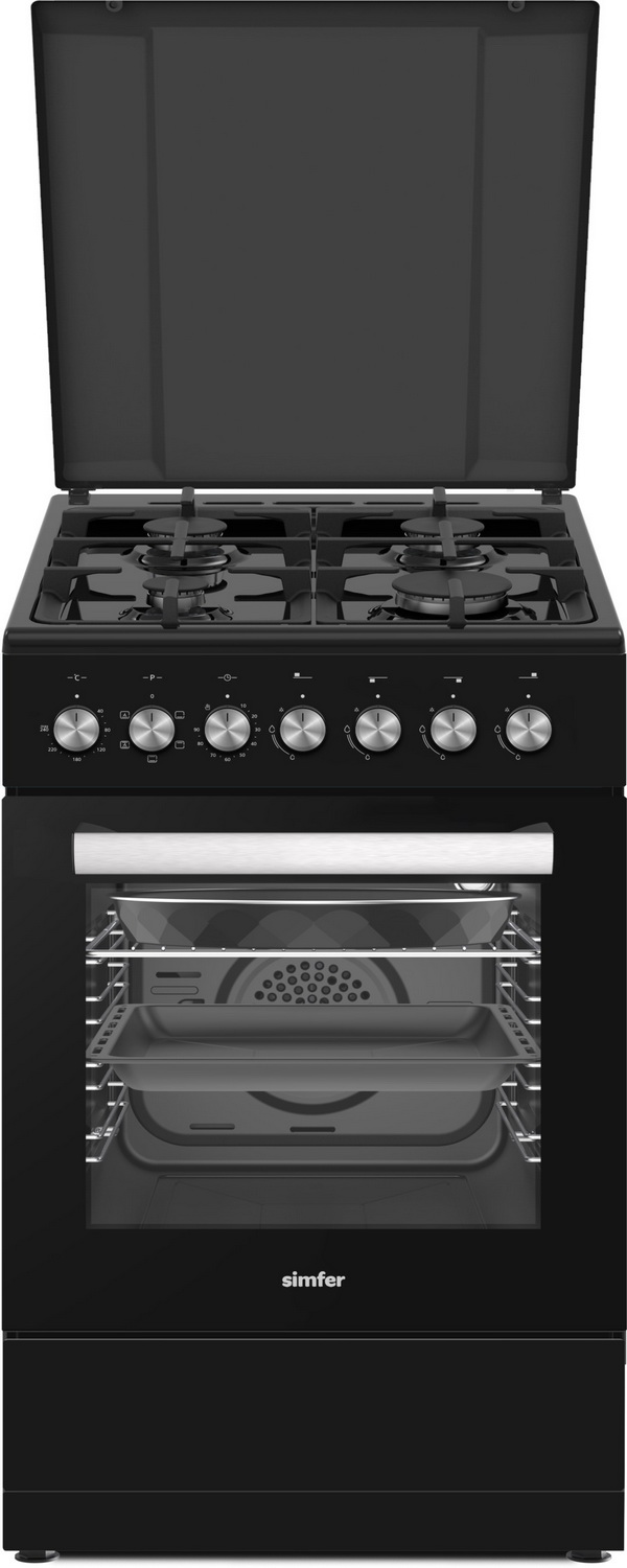 Изображение товара Кухонная комбинированная плита Simfer F56MB46015 с духовкой 47 л газовые конфорки