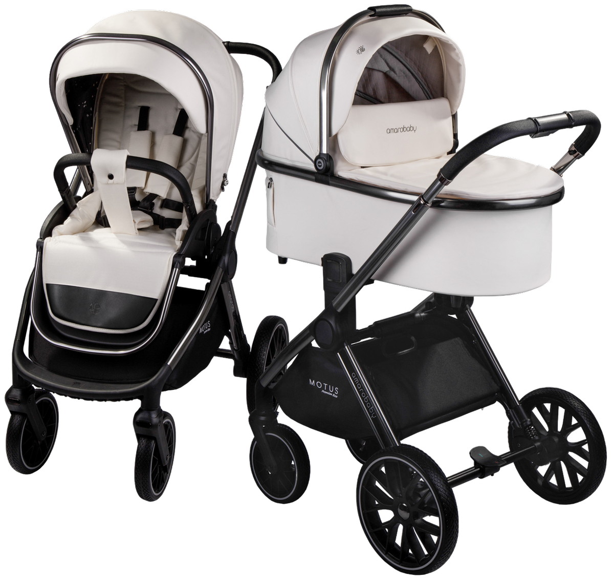 Изображение товара Детская коляска 2в1 Amarobaby Motus Premium Ecco молочный