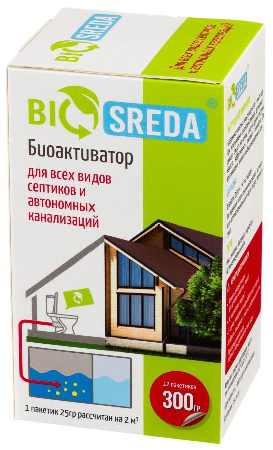 Биоактиватор Biosreda для септиков и автономных канализаций, 300 гр 12 пак цена и фото
