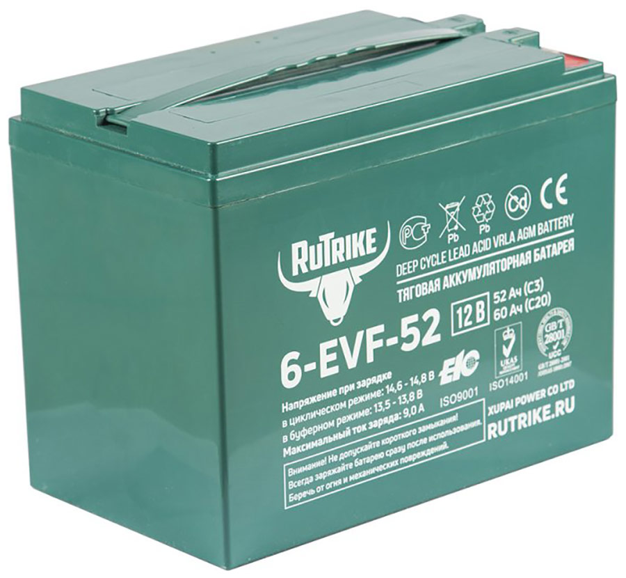 Тяговый аккумулятор Rutrike 6-EVF-52 (12V52A/H C3) аккумулятор для тсд rutrike 6 evf 52 12v52a h c3