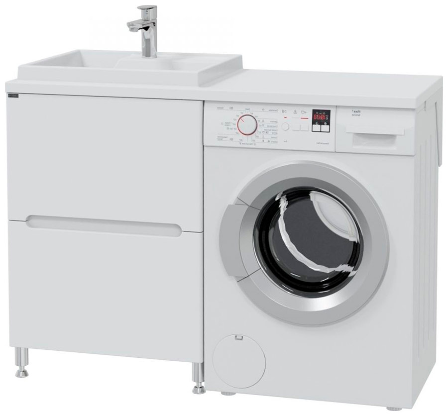 Изображение товара Умывальник СанТа Юпитер 120 для установки над стиральной машиной белый монолитный из литьевого мрам