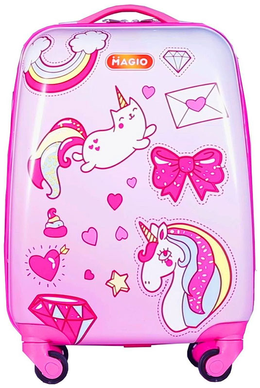 Изображение товара Детский чемодан Magio Счастливый единорог, ABS пластик, телескоп ручка, 28 л, размер 46х30х20 см
