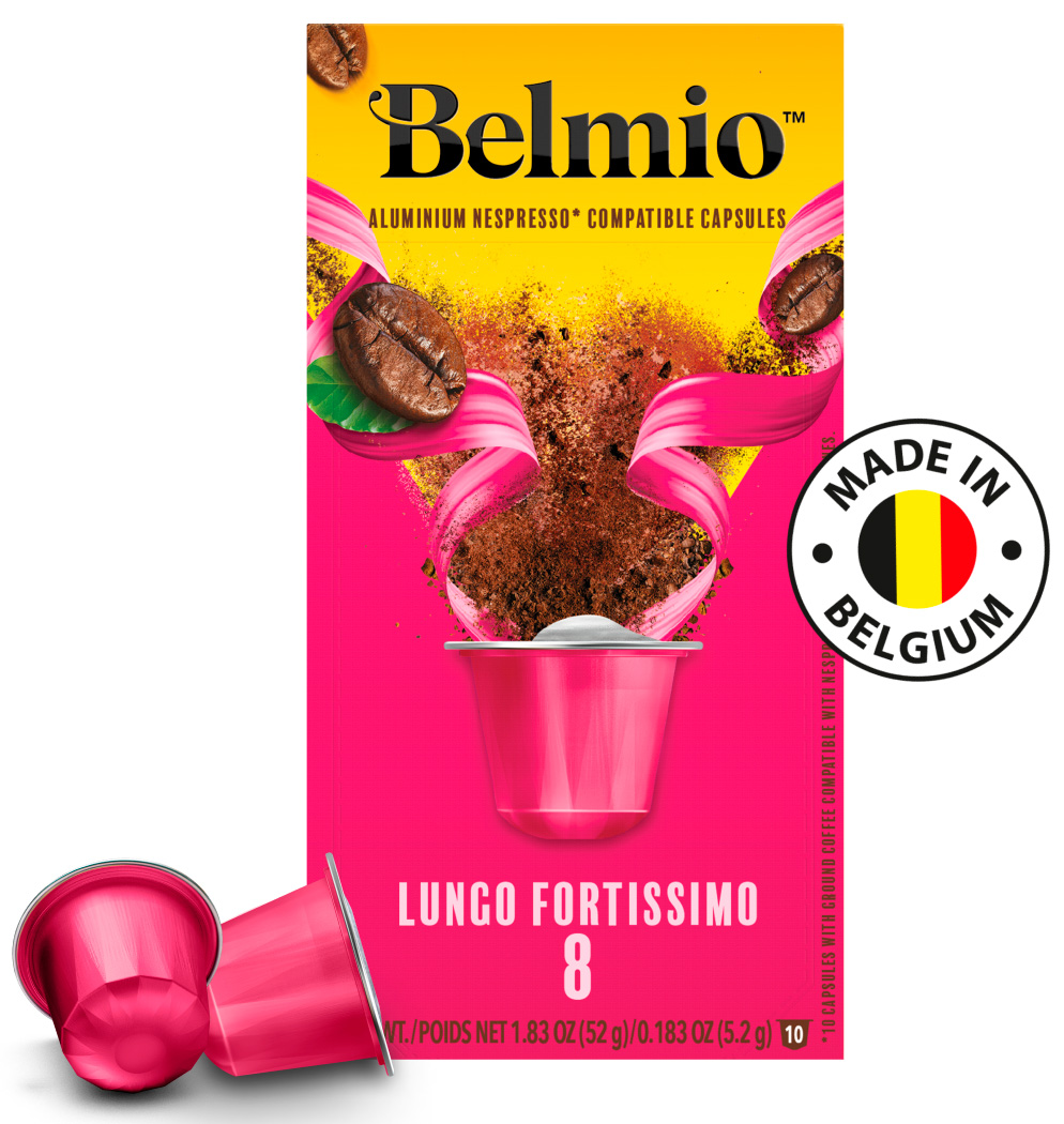 Кофе молотый в алюмиевых капсулах Belmio Lungo Forte (intensity 8) кофе молотый belmio в алюминиевых капсулах chocolate therapy
