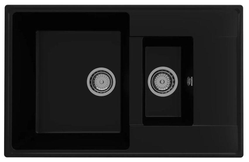 Изображение товара Кухонная мойка Ulgran Quartz Prima уголь прямоугольная с дополнительной чашей