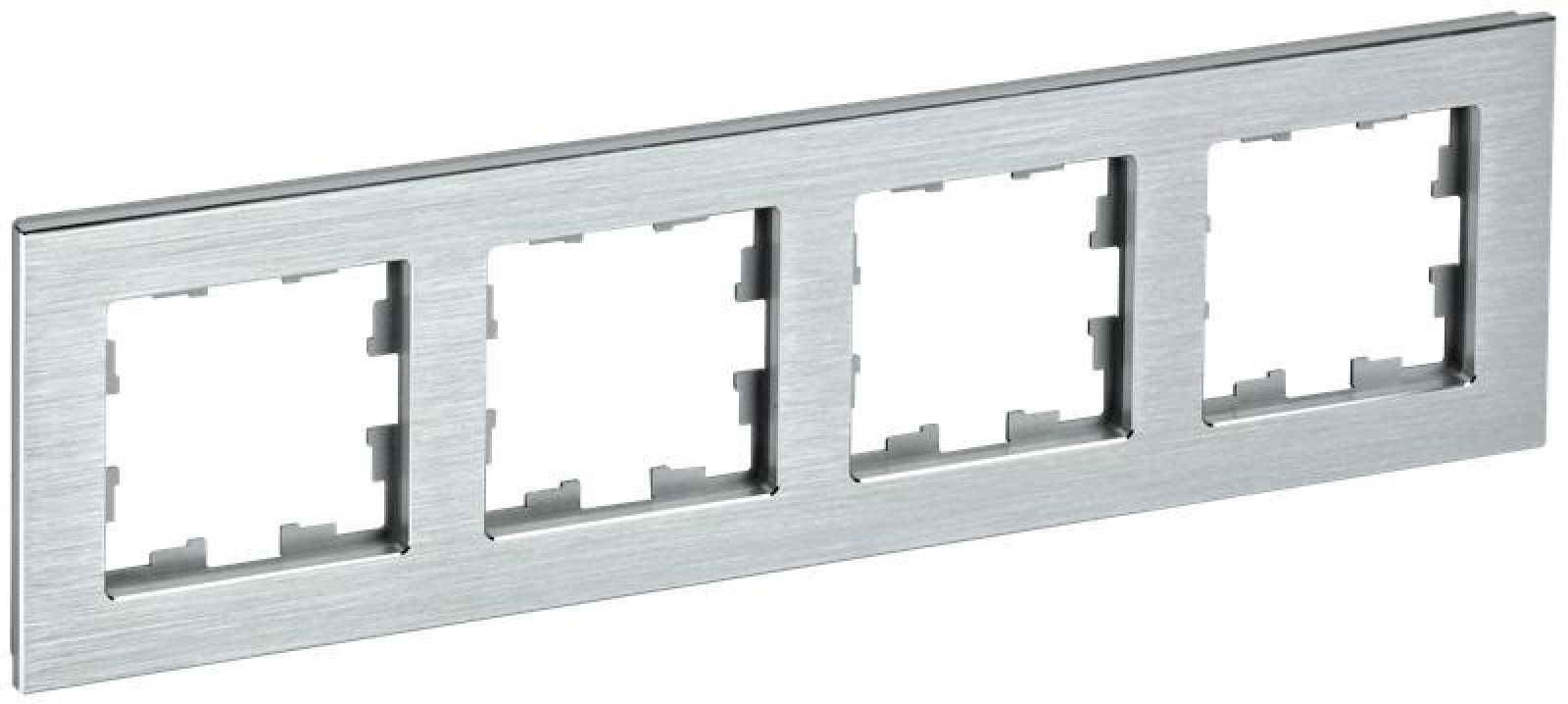 Изображение товара Рамки, декоративные элементы, основания для ЭУИ IEK Рамка 4-м BRITE РУ-4-1-БрА металл алюм.