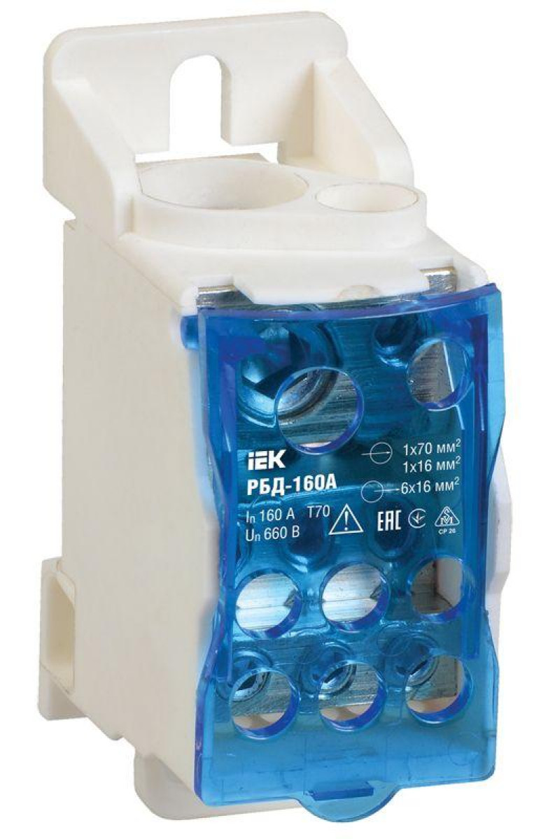 Изображение товара Распределительный блок РБД-160А IEK для DIN-рейки до 1000 В