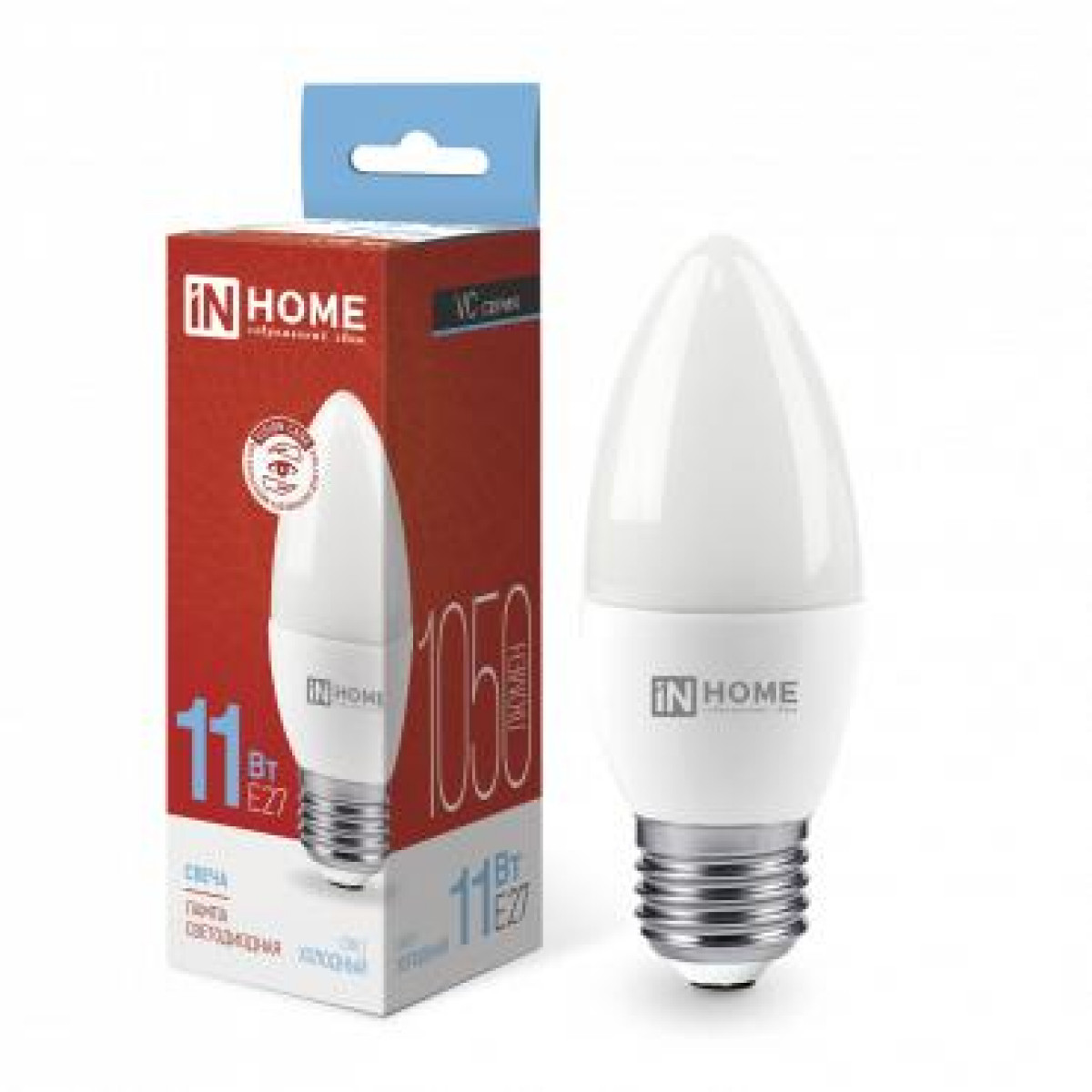 Изображение товара Лампа светодиодная In Home LED-СВЕЧА-VC, 11 Вт, свеча, 230 В, E27, 6500К, 1050лм