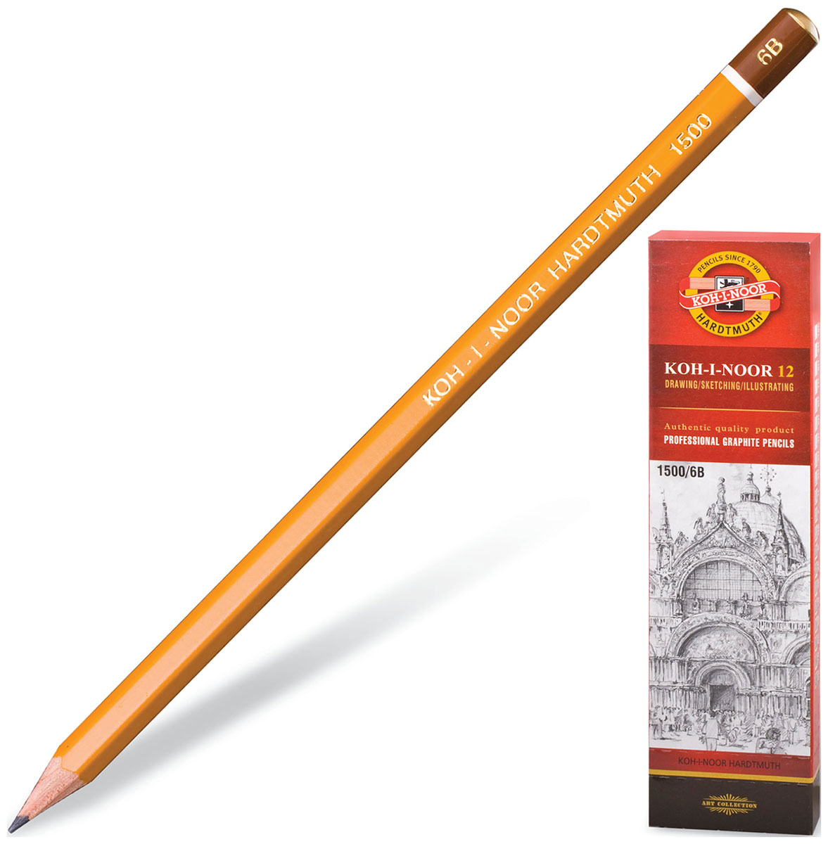 Изображение товара Карандаш чернографитный 6B Koh-I-Noor 1500 комплект 12 штук