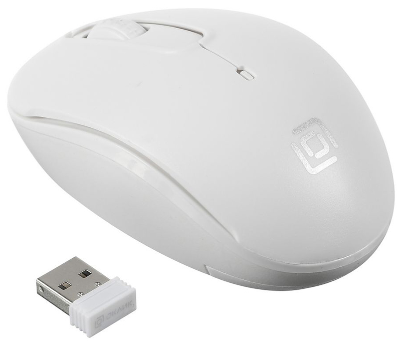 цена Мышь Oklick 505MW белый оптическая (1000dpi) беспроводная USB (3but)