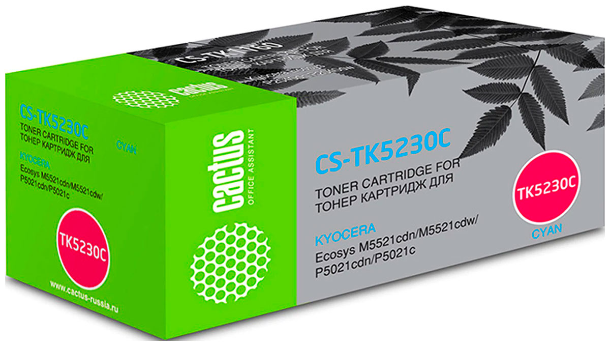 

Картридж лазерный Cactus CS-TK5230C для Kyocera M5521cdn/M5521cdw/P5021cdn голубой, ресурс 2600 страниц