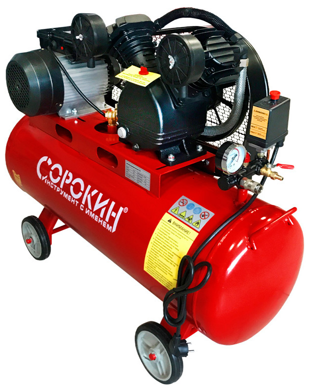 Изображение товара Компрессор поршневой Сорокин 8 атм с ресивером 100 л