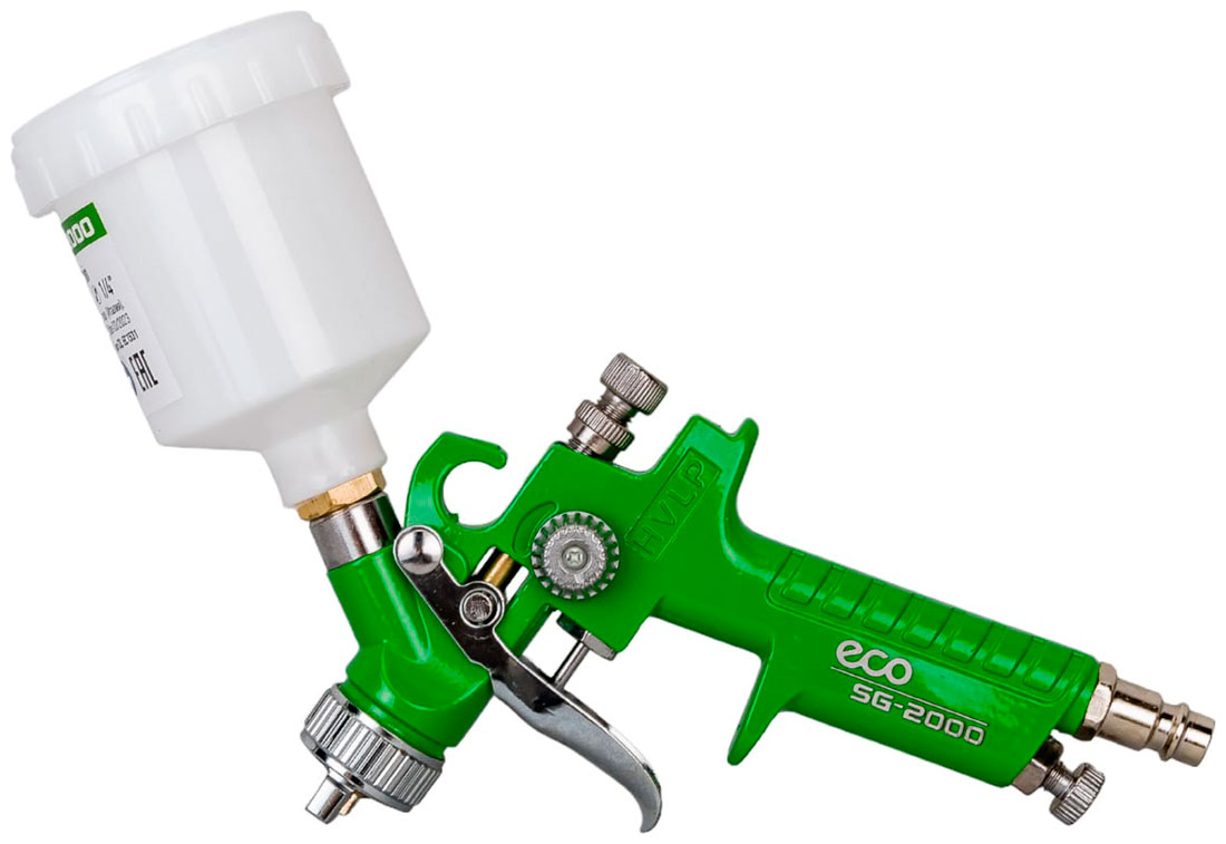 Изображение товара Краскораспылитель Eco SG-2000 (HVLP, сопло ф 1.0 мм, верхний бак 110 мл) (EC1531-10)