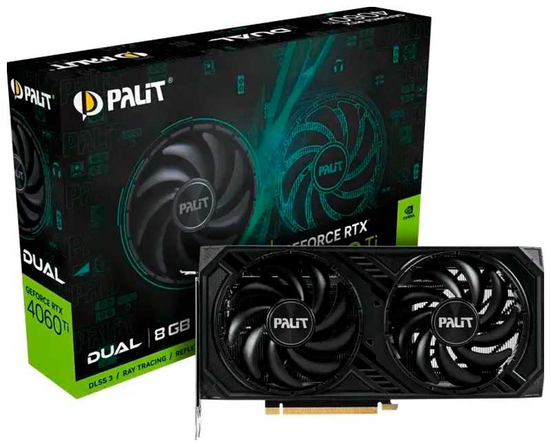 Изображение товара Видеокарта Palit GeForce RTX 4060 Ti DUAL 8GB (NE6406T019P1-1060D)