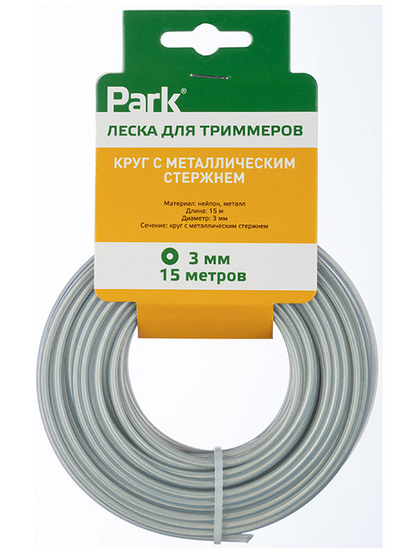 Изображение товара Леска для триммеров Park 3 мм 15 м круг с металлическим стержнем
