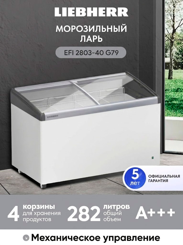 Изображение товара Морозильный ларь Liebherr EFI 2803-40 G79 энергоэффективный профессиональный Изображение товара Морозильный ларь Liebherr EFI 2803-40 G79 энергоэффективный профессиональный