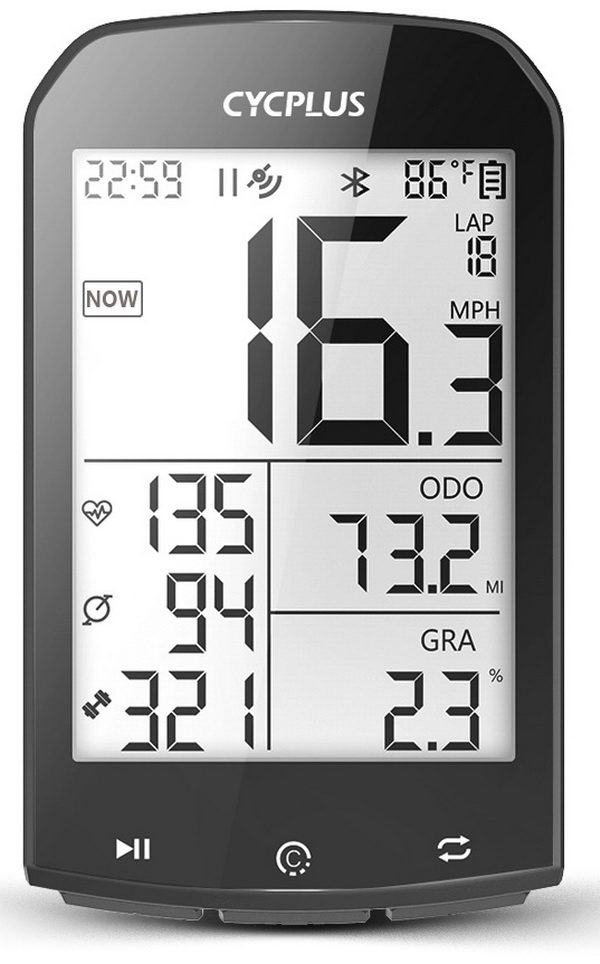 Изображение товара Cycplus M1 Беспроводной GPS велокомпьютер с 16 функциями и большим дисплеем