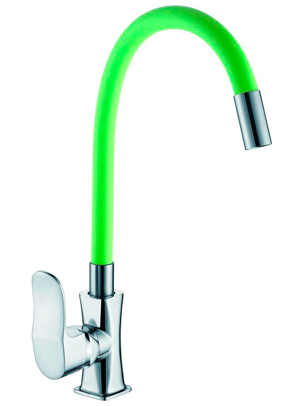 

Смеситель для кухни с гибким изливом D-Lin хром (D155318-5), Xром/зеленый